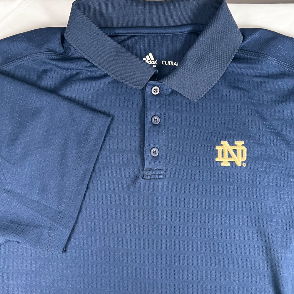 Notre Dame Fighting Irish Adidas Climalite Polo Shirt Mens XL Navy Blue Golf